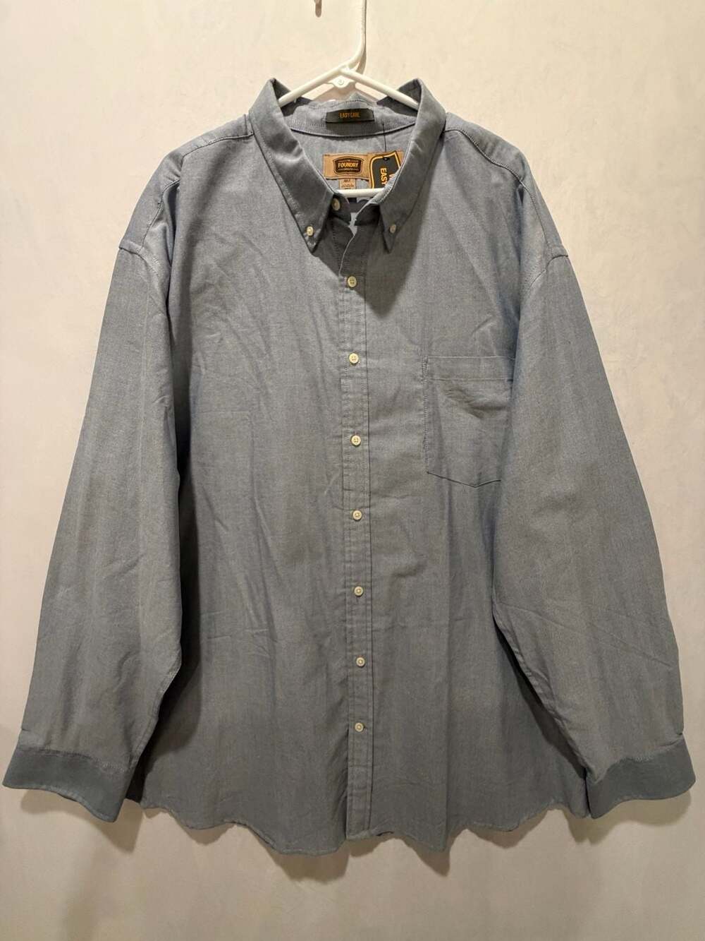 The Foundry Supply Co. Men's Long Sleeve Button Down Shirt Blue Size 4XLT